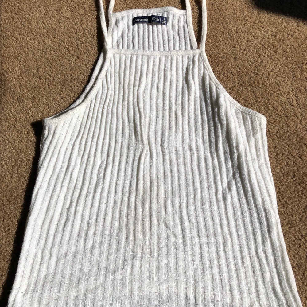 Abercrombie High Neck White Crop Top